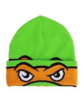 Teenage Mutant Ninja Turtles Men's Tmnt Rolldown Mikey Adult Mesh Eye Green Beanie