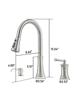 Mondawe 8 Inch Widespread 3 Holes Kitchen Faucet with Soap Dispenser