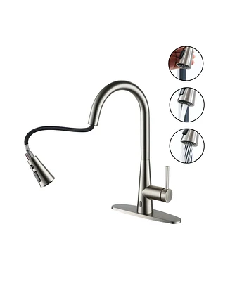 Mondawe Touchless Single Handle Pull-out Kitchen Faucets with Stretchable Hose