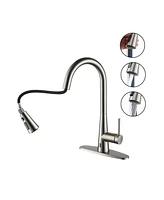 Mondawe Touchless Single Handle Pull-out Kitchen Faucets with Stretchable Hose