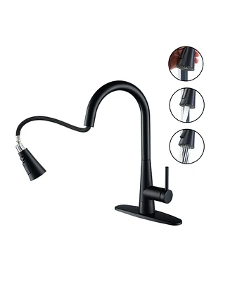 Mondawe Touchless Single Handle Pull-out Kitchen Faucets with Stretchable Hose