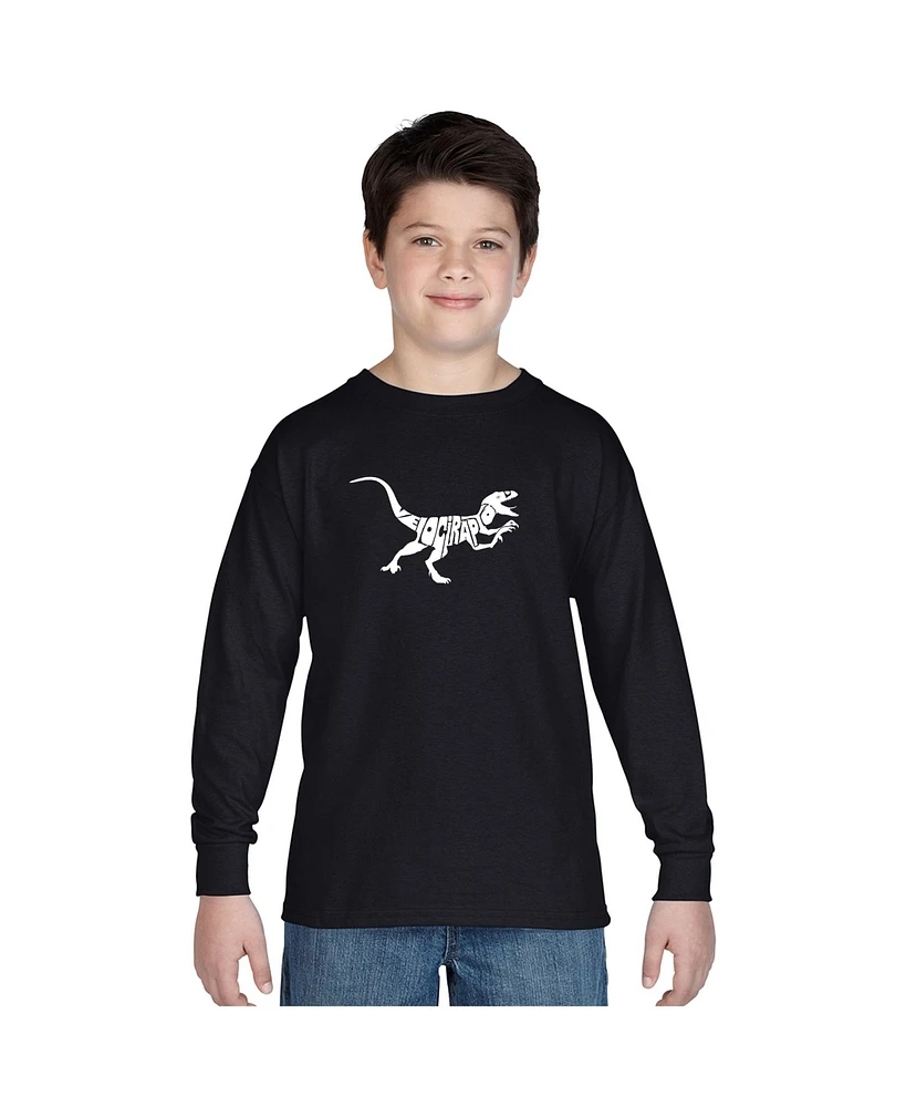 La Pop Art Boys Word Long Sleeve - Velociraptor