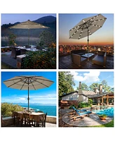 Yescom 9 Ft 3 Tier Patio Umbrella with Solar Led Crank Tilt Button Aluminum Yard Pool