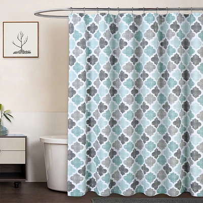 Caromio Quatrefoil Print Cotton Blend Fabric Shower Curtain, 72" x 72"