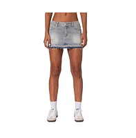 Edikted Women's Priyanka Distressed Denim Mini Skirt - Light