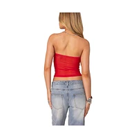 Edikted Women's Celestia Sheer Mesh Tube Top