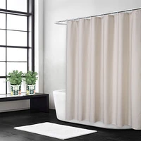 Caromio Flax Linen Like 230GSM Heavy Weight Fabric Shower Curtain