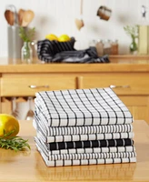 Design Imports Everyday Basic Collection Woven Dishtowel Set, 20x28", Black, 8 Piece