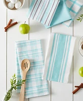 Design Imports Assorted Woven, Kitchen Dishtowel Set, 18x28", Aqua, 5 Piece