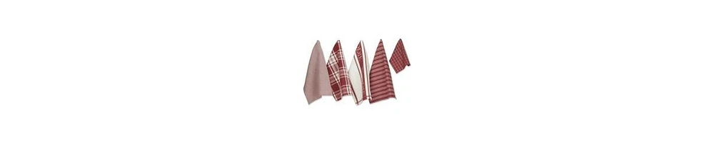 Design Imports Everyday Collection Foodie Kitchen Set, Dishtowel Dishcloth, Barn Red, 5 Piece