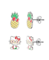 Hello Kitty Sanrio Silver Plated Pineapple Earring Set