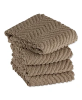 Design Imports Luxury Bar Mop Collection Chevron Dishtowel Set, 16x19", Stone, 4 Piece