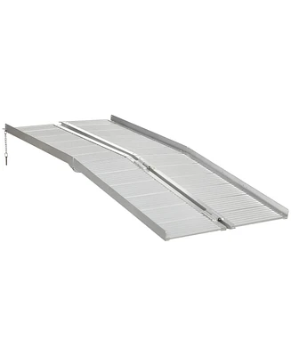 Homcom Textured Aluminum Folding Wheelchair Ramp, Portable Threshold Ramp 6', for Scooter Steps Home Stairs Doorways