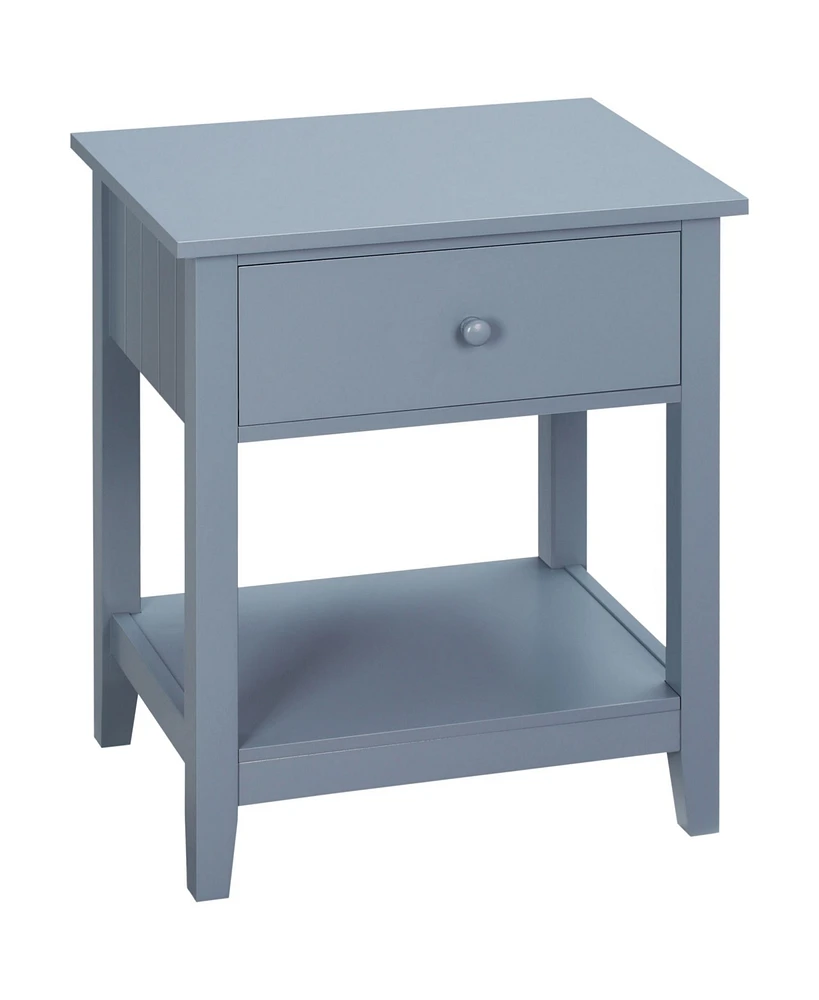 Homcom Freestanding Wooden Side Nightstand with Storage Drawer and Bottom Shelf, Grey