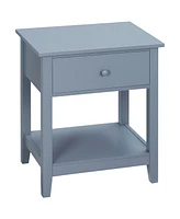 Homcom Freestanding Wooden Side Nightstand with Storage Drawer and Bottom Shelf, Grey