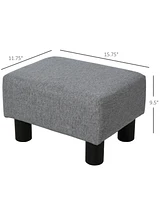 Homcom 16” Cubed Modern Linen Fabric Pouf Footrest Ottoman Furniture Grey