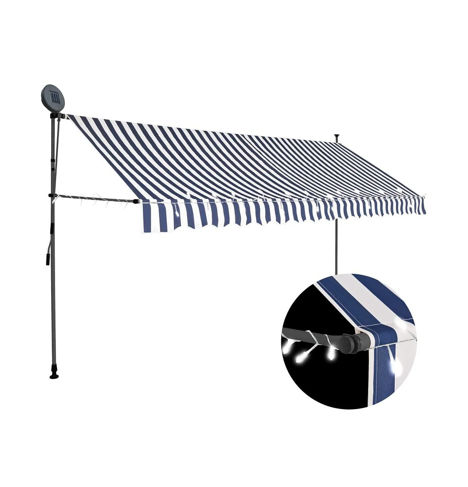 vidaXL Manual Retractable Awning with Led 137.8