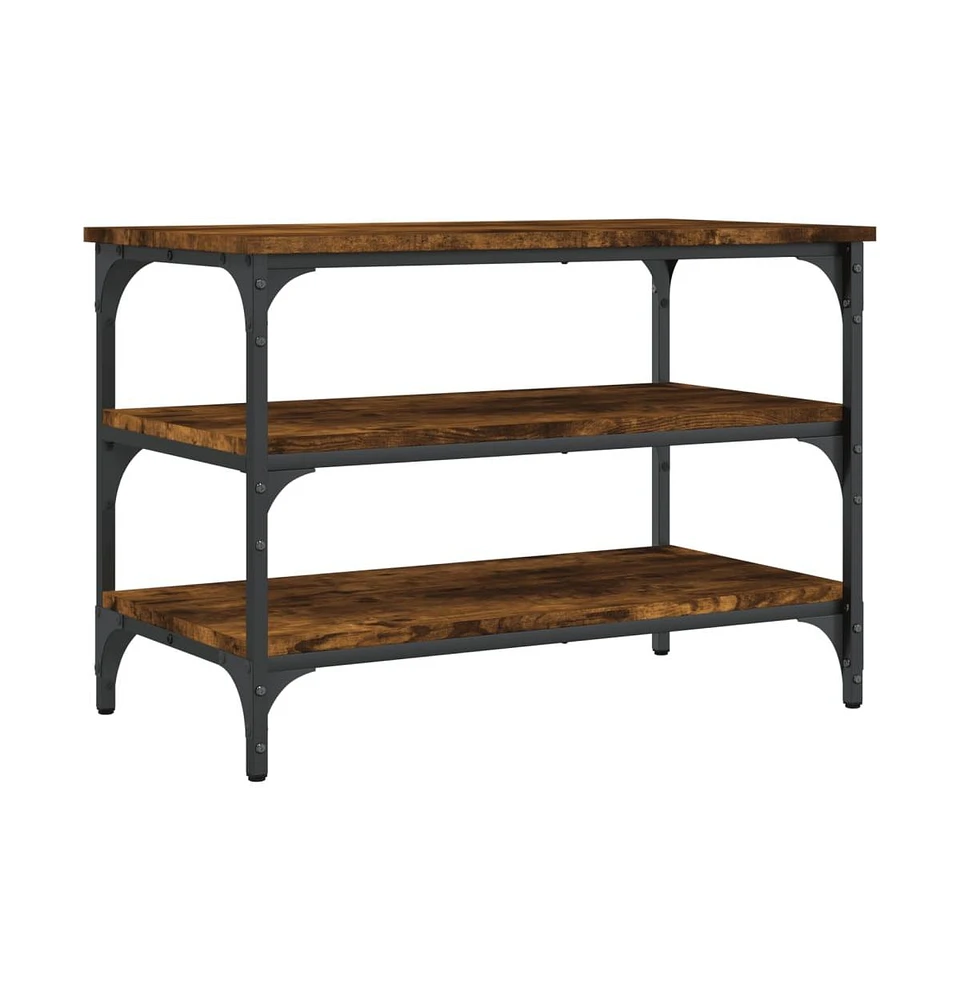 vidaXL Shoe Bench Smoked Oak 27.6"x15.2"x19.3" Engineered Wood