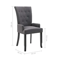 vidaXL Dining Chair with Armrests Dark Gray Fabric