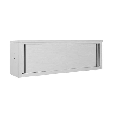 vidaXL Kitchen Wall Cabinet with Sliding Doors 59.1"x15.7"x19.7" Stainless Steel