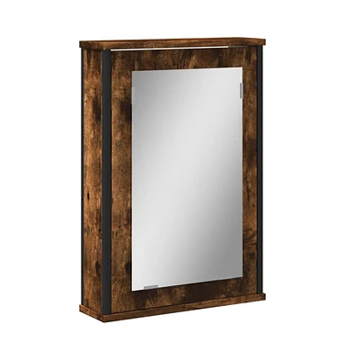 vidaXL Bathroom Mirror Cabinet Smoked Oak 16.5"x4.7"x23.6" Engineered Wood