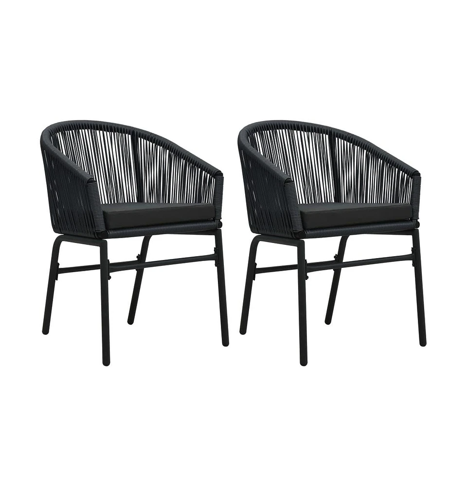 Patio Chairs 2 pcs Black Pe Rattan