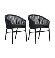 Patio Chairs 2 pcs Black Pe Rattan