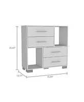 Simplie Fun Brooks 2-Shelf 4-Drawer Dresser White