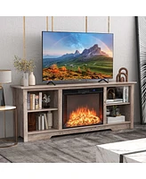 Costway 70" Tv Stand with 26" Electric Fireplace Insert Remote Control for 75" Tv