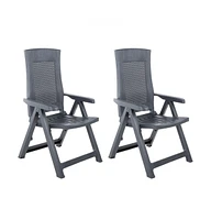 vidaXL Patio Reclining Chairs 2 pcs Plastic Anthracite