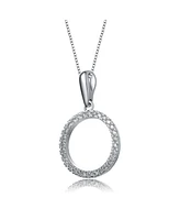 Rachel Glauber Exclusive White Gold Plated Cubic Zirconia Circle Shaped Pendant Necklace