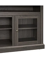 Contemporary Tv Media Stand for 65" Tv, Dark Walnut/Black