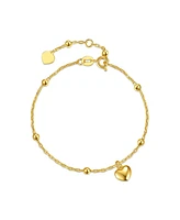 GiGiGirl Children's 14k Yellow Gold Plated Heart Charm Station Bead Bracelet