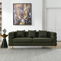 3 Seater + 3 Seater Combination Sofa.Green Teddy