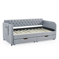 Upholstered Daybed with Trundle and Storage_Drawers