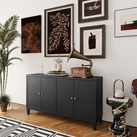4-Door Matte Black Accent Cabinet for Multiple Rooms