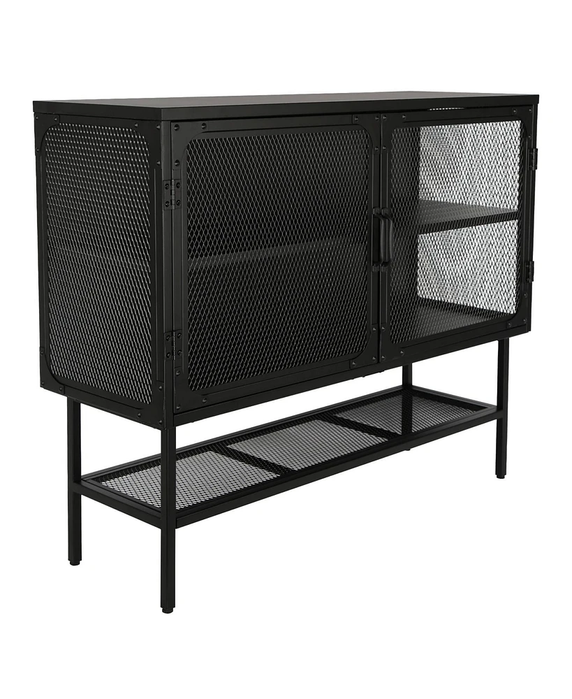 Simplie Fun Mesh Door Industrial Console Table