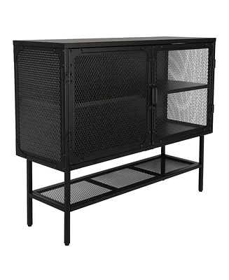 Simplie Fun Mesh Door Industrial Console Table