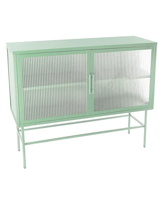 Simplie Fun Light Green Glass Sideboard Console with 2 Doors