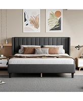 Streamdale Furniture Upholstered King Bed Frame, No Box Spring Needed