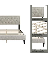 Streamdale Furniture Full Size Upholstered Panel Bed Frame With Adjustable Headboard