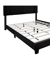 Simplie Fun Black Queen Size Adjustable Upholstered Bed Frame Dark Velvet Collection Comfort And Simplicity