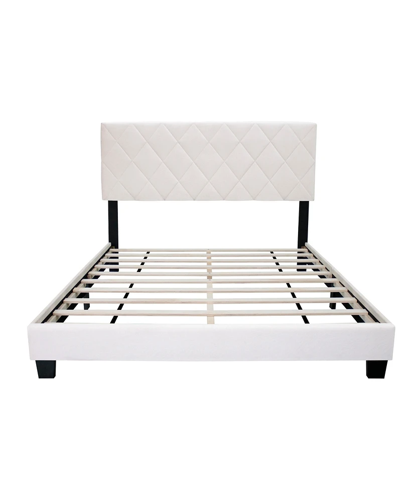 Simplie Fun White Queen Size Adjustable Upholstered Bed Frame - Simple and Versatile