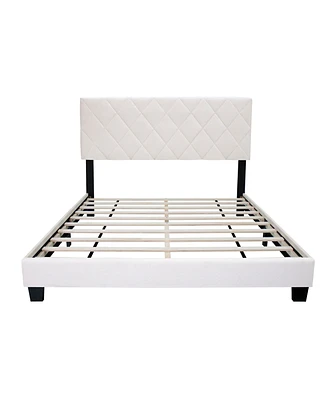 Simplie Fun White Queen Size Adjustable Upholstered Bed Frame - Simple and Versatile