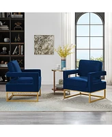 Streamdale Furniture Gold Base Navy Velvet Armchair