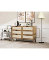 Streamdale Furniture Modern 6 Drawer Dresser Wood Cabinet (Walnut)