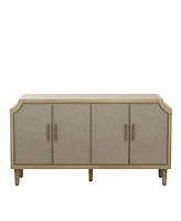 Simplie Fun 59.8" Retro Industrial 4-Door Cabinet with Linen Decor