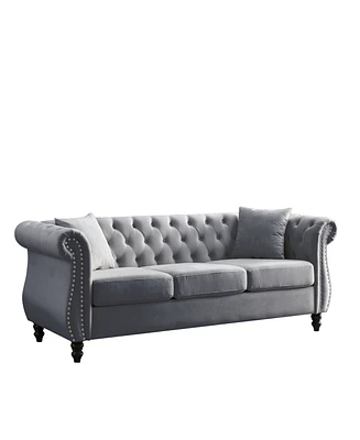 Simplie Fun 3-Seater + 3-Seater Combination Sofa.Grey Velvet