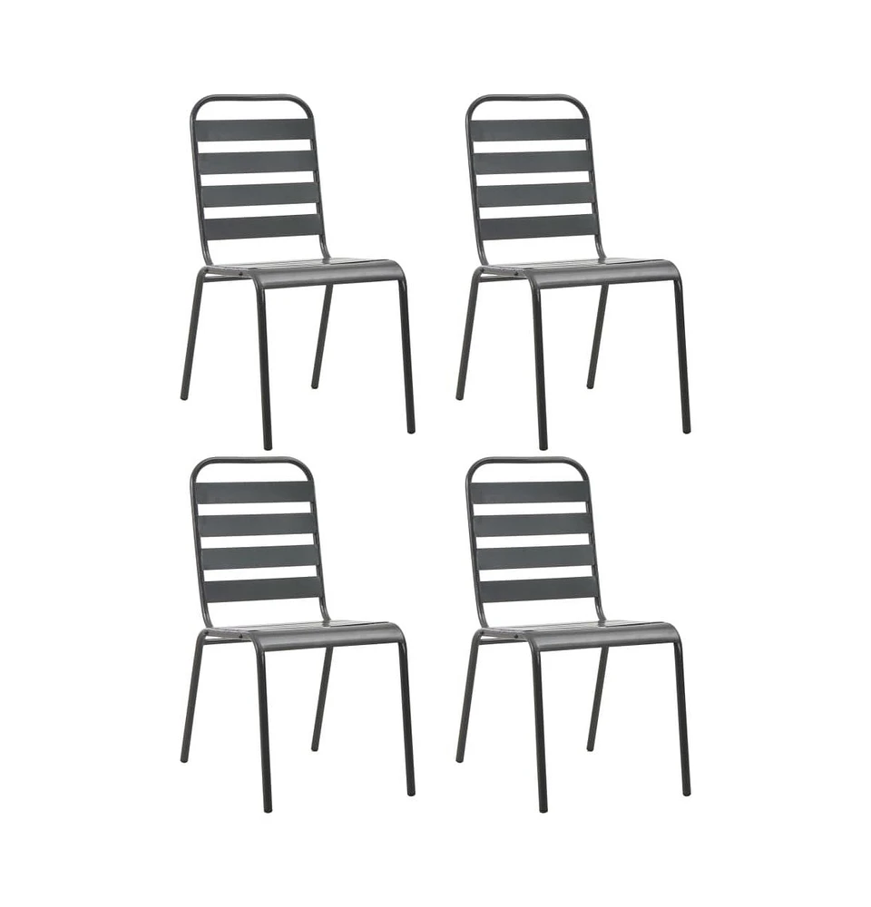 vidaXL Patio Chairs 4 pcs Slatted Design Steel Dark Gray