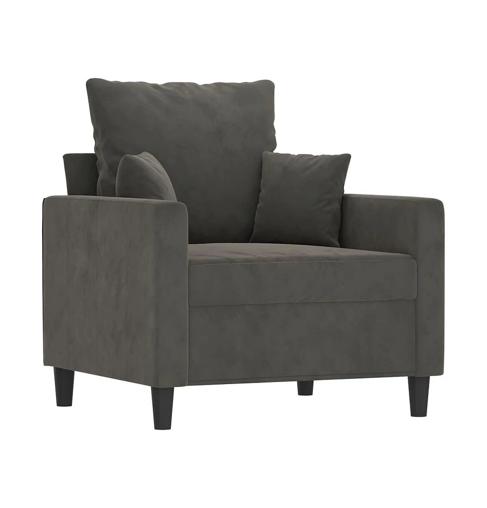 vidaXL Sofa Chair Dark Gray 23.6" Velvet